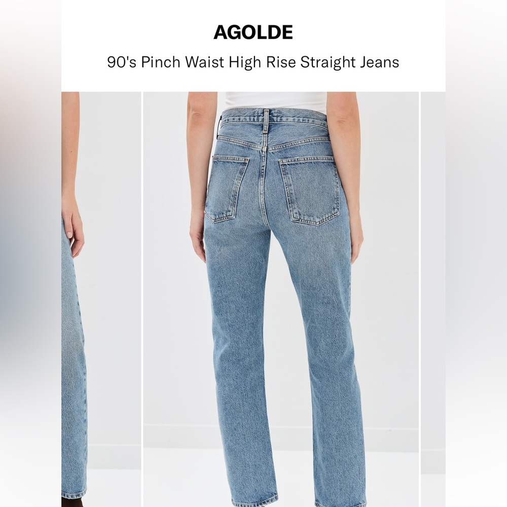 Agolde 90’s Pinch Waist High Rise Light Blue Straight Leg Jeans
